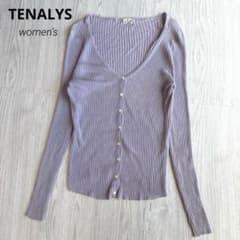티나리스 리브 가디건 닉 V 넥 라일락 퍼플 M