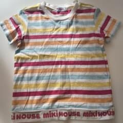 ミキハウス☆ロゴ入りボーダー柄半袖Tシャツ☆サイズ100☆mikihouseのサムネイル