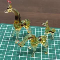 キリン　ガラス細工　ミニチュア ガラス細工 キリン ミニチュア 親子 まとめ売り 麒麟 動物 レトロ