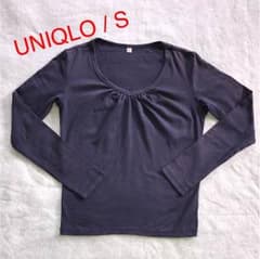ロンT ネイビー V字 長袖 Tシャツ 紺 無地 レディース Vネックのサムネイル