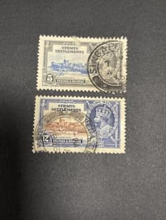 外国切手 1935年古インド切手 ストレーツ・セトルメンツ 2種 使用済