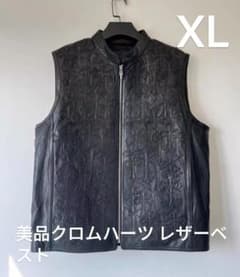 美品クロムハーツ レザーベスト　ＸＬ　メンズ　ブラックのサムネイル