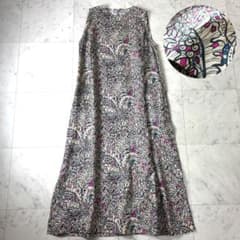 美品✨ ソレイアード 36 リネン 総柄 ロングワンピース SOULEIAD