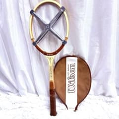 [八6998]Wilson 木製ラケット　ADVANTAGE LM5 レトロ WILSON ウィルソン 木製テニスラケット LADY ADVANTAGE - メルカリ
