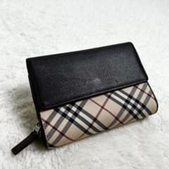 美品✨BURBERRY サフィアーノレザー ノバチェック 三つ折り財布 茶色