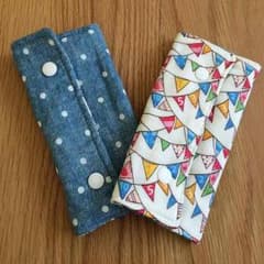 よだれパッド☆フラッグガーランド×デニム風ドットのサムネイル