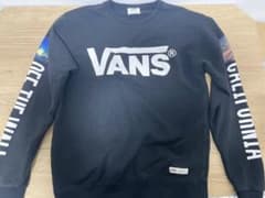 【希少/袖プリント】VANS バンズ スウェット トレーナー 黒 Mサイズ