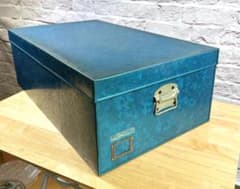 쇼와 레트로 금속 의상 케이스 블루 대형 수납 상자 약 76 × 약 45 × 약 27cm