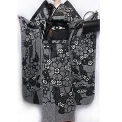 美品】総絞り振袖7点セット168.5cm◇フルセット成人式ブラック系黒TT49 