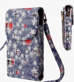 新品未使用✨スマホショルダー バッグ デニム 星柄 パッチワーク風のサムネイル