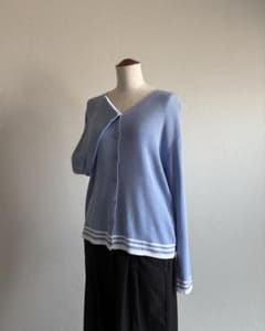90s SAG HARBOR Line Knit Cardigan Blue