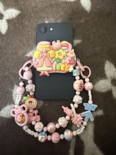 ハンドメイド スマホストラップ／背面デコレーション　ピンク　#07のサムネイル