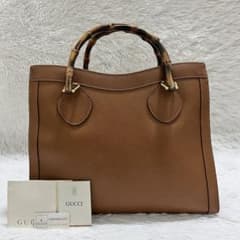 【良品】GUCCI ダイアナ バンブー レザー ハンドバッグ  ヴィンテージのサムネイル