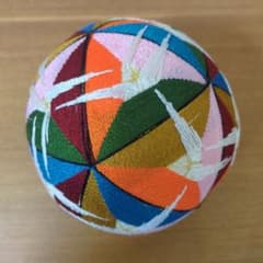 伝統工芸 手鞠 特大 幾何学模様 柳川まり 縁起物 ハンドメイド 置物 和装のサムネイル