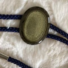 ループタイ ネイビー オーバルモチーフ