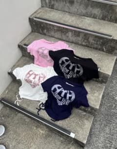 HTH shirring tee Tシャツ　ハートロゴ シャーリング　ホワイトのサムネイル