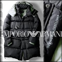 新品17万エンポリオアルマーニ 2in1ロゴ撥水ロングダウンコート 