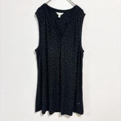 ソーマ チュニック キーネックノースリーブ ドット LARGE 黒 レーヨン