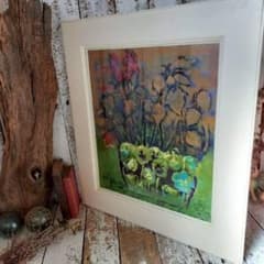 岡田とみ 花の器 肉筆 油彩画 直筆サイン入り F10号 大型 額装 静物画