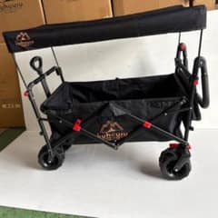 ⑦ アウトドア ブレーキ付 屋根付 キャリーワゴン ペットカート 犬 黒