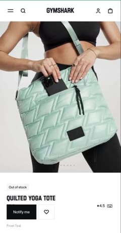 GYMSHARK QUILTED YOGA TOTE バッグのサムネイル