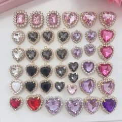 お嬢様系♡きらきら ハート ビジュー チャーム パーツ まとめ売りのサムネイル