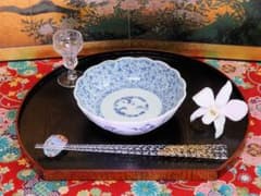 古伊万里　染付　萩唐草の図　膾皿　３客　E672AS-DFt 古伊万里 染付 萩唐草の図 膾皿 E672AS-DFt - メルカリ