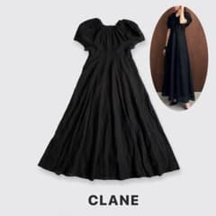 CLANE クラネ ドットメッシュワンピース 黒 2 ロング パフスリーブ M