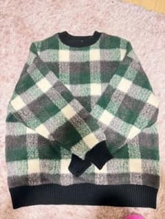 チェック柄 シャギーニット クルーネック 長袖のサムネイル