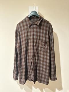 COMOLI コモリレーヨンチェックシャツ サイズ4 ブラウン系 19AW 名作 COMOLI コモリレーヨンチェックシャツ サイズ4 ブラウン系 19AW 名作