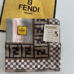 新品 FENDI フェンディ シルク混 大判ハンカチーフ スカーフ ズッカ柄