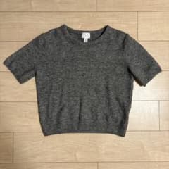 H&M 半袖ニット クルーネック グレーのサムネイル