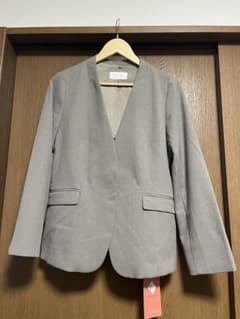 GLOBAL WORK ウツクシルエット　ノーカラージャケット　モカXLのサムネイル