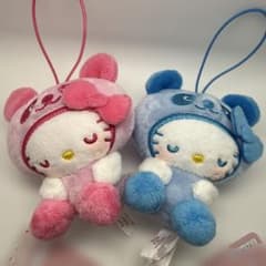 サンリオキャラクターズむにゃすやマスコットvol.5 ハローキティ　水色　ピンク