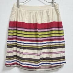 Loft Multi-Border Knee-Length Flared Skirt, Size 8 (Equivalent to L-XL), Rayon Blend