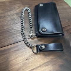⑴ トラッカーウォレット シルバー 栃木レザー ミドルサイズ アポロ