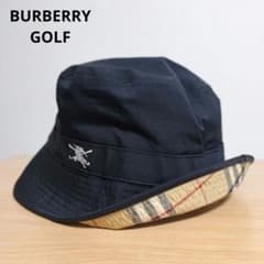 BURBERRY GOLF バケットハット ノバチェック 刺繍ロゴ ブラック - メルカリ