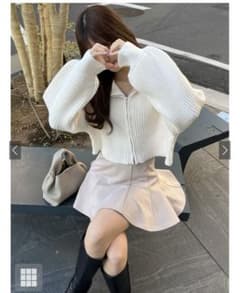 GRL ダブルジップショート丈リブニットトップス