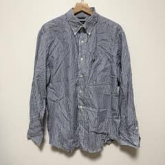 NAUTICA ストライプBDシャツ L相当 ネイビー白のサムネイル