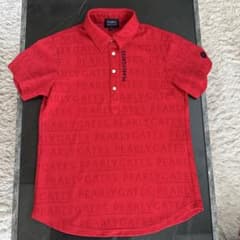 【美品】パーリーゲイツ 半袖ポロシャツ レッド×ネイビー サイズ0のサムネイル