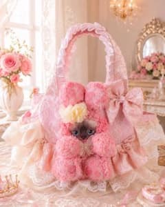 u*9様 コヤンイサムチョン♡ピンクハート フリルたっぷりポップバッグ ハンドメ ❣️コヤンイサムチョン❣️クラウディーちゃん❣️サイドポケット