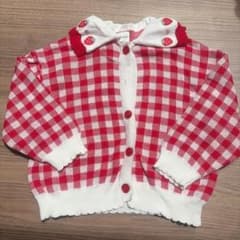 赤チェック いちご柄 カーディガンのサムネイル