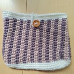 ハンドメイド 手編み 小物入れパープル ピンクのサムネイル