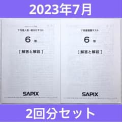 サピックス 6年7月度入室組分けテスト 2回分セット 2023年原本 - メルカリ