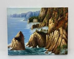カ*ん様 真作 中村勝之 肉筆画 油彩画 F6号 「 北山崎 」 油絵 風景画