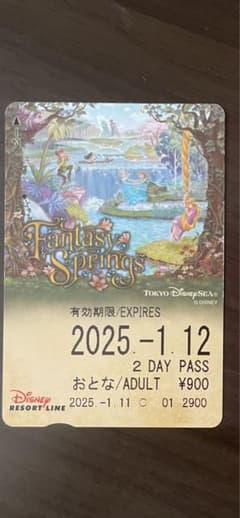 ディズニーリゾートライン　使用済みフリー切符　ファンタジースプリングスのサムネイル