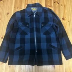 【OshKosh】オシュコシュ ウール ジップジャケット チェック柄 ブルー Lのサムネイル