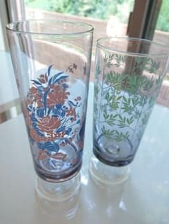 【美品】アデリア脚付きグラス  パープル２客セットのサムネイル