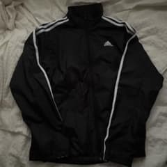adidas ナイロンジャケット ブラック 3ストライプ
