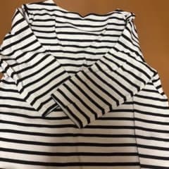 ボーダー柄 長袖カットソー ワッフル素材のサムネイル